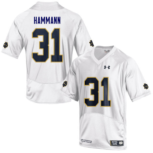 Men #31 Grant Hammann Notre Dame Fighting Irish College Football Jerseys Sale-White